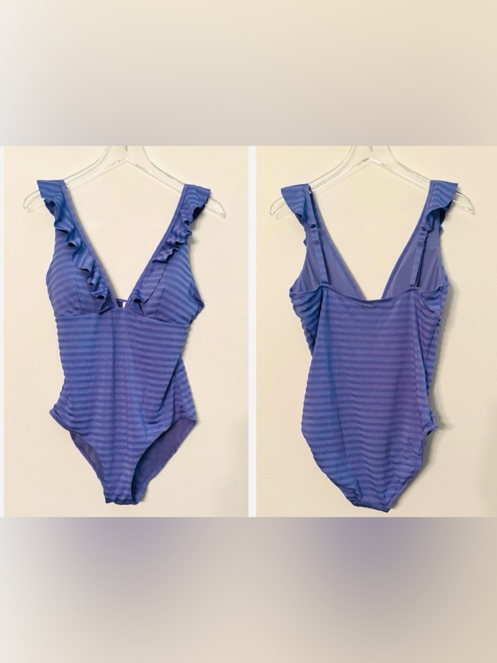 Sea Level Swim Frill Ruffle periwinkle blue one piece swimsuit - Size 10
